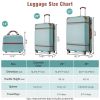 Hardshell Luggage Sets 3 Pieces 20"+28" Luggages and Cosmetic Case Spinner Suitcase with TSA Lock Lightweight,Green - as Pic