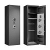 Gun Safes For Home Rifle And Pistols, Fingerprint Electronic Safe With Quick Access, Detachable Partition, No Assembly Required, Black - as picture