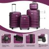 Luggage Sets ABS+PC Hardshell 4pcs Luggage Hardside Lightweight Durable Suitcase sets Spinner Wheels Suitcase with TSA Lock (12/20/24/28),Purple - as