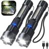Tactical Flashlight - Military-Grade Aluminum Alloy & ABS, Zoomable Beam with 5 Modes for Camping, Hiking & Emergency Use - 2600 mAh
