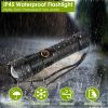 Tactical LED Flashlight Zoomable Rechargeable Search Light Torch - Black