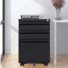 3 Drawer Mobile File Cabinet with Lock,Metal Filing Cabinets for Home Office Organizer Letters/Legal/A4,Fully Assembled,Black - as Pic