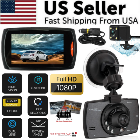 2.7'' Full HD 1080P Dash Cam Car DVR Front & Rear Camera Night Vision G-Sensor - Default Title