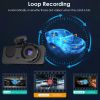3 Channel Dash Cam Front Inside Rear Vehicle Driving Recorder Car DVR with 32G MMC Card G Sensor Motion Detection Parking Monitor Loop Recording - as
