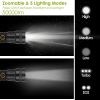 Tactical LED Flashlight Zoomable Rechargeable Search Light Torch - Black