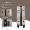 3 Piece Luggage Sets ABS Lightweight Suitcase with Two Hooks, Spinner Wheels, TSA Lock, (20/24/28) GOLD - as Pic