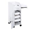 Hair Salon Storage Cart with Wheels & 3 Hair Dryer Holders & 4 Drawers & Lock & 2 Keys, Hairdressing Tools Station Mobile Makeup Case White - as pictu