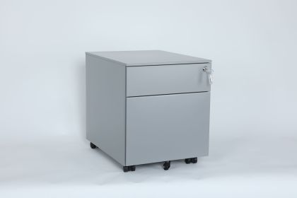 2 Drawer Mobile File Cabinet with Lock Metal Filing Cabinet for Legal/Letter/A4/F4 Size, Fully Assembled Include Wheels, Home/Office Design - Gray