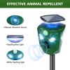 Electric Solar Powered Ultrasonic Animal Repeller 360Â° Ultrasonic Animal Driver with Motion Sensor LED Flashing Lights Waterproof Outdoor Animal Repe
