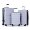 Hardshell Suitcase Spinner Wheels PP Luggage Sets Lightweight Suitcase with TSA Lock,3-Piece Set (20/24/28) ,Silver - as Pic