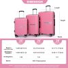 Hardshell Suitcase Double Spinner Wheels PP Luggage Sets Lightweight Durable Suitcase with TSA Lock,3-Piece Set (20/24/28) , Pink - as Pic