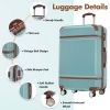 Hardshell Luggage Sets with Bags Lightweight Suitcase Double Spinner Wheels with TSA Lock ,Single Vintage Luggage 24 IN,Green - as Pic