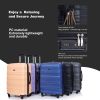 Expandable 3 Piece Luggage Sets PC Lightweight & Durable Suitcase with Two Hooks, Spinner Wheels, TSA Lock, (21/25/29) Black - as Pic