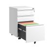 3 Drawer Mobile File Cabinet with Lock,Metal Filing Cabinets for Home Office Organizer Letters/Legal/A4,Fully Assembled,White - as Pic