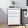 3 Drawer Mobile File Cabinet with Lock,Metal Filing Cabinets for Home Office Organizer Letters/Legal/A4,Fully Assembled,White - as Pic