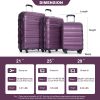 Expandable 3 Piece Luggage Sets PC Lightweight & Durable Suitcase with Two Hooks, Spinner Wheels, TSA Lock, (21/25/29) Dark Purple - as Pic