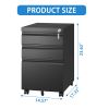 3 Drawer Mobile File Cabinet with Lock,Metal Filing Cabinets for Home Office Organizer Letters/Legal/A4,Fully Assembled,Black - as Pic