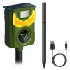 Solar Ultrasonic Animal Repeller with Flame Light USB Charge Motion Sensor Animal Repellent Chaser IP55 Waterproof Dog Raccoon Fox Skunk - Green