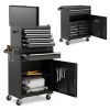 2-in-1 Rolling Tool Chest with 5 Sliding Lockable Drawers - Black