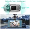 720P Dual Dash Cam Car Camera Recorder Looping Recording Car DVR Driving Vehicle Recorder with Motion Detection Light - Blue