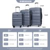 Expandable 3 Piece Luggage Sets PC Lightweight & Durable Suitcase with Two Hooks, Spinner Wheels, TSA Lock, (21/25/29) Gray - as Pic