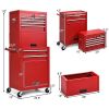 2-in-1 Rolling Tool Chest with 5 Sliding Lockable Drawers - Red