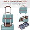 Hardshell Luggage Sets 3 Pieces 20"+24" Luggages and Cosmetic Case Spinner Suitcase with TSA Lock Lightweight,Green - as Pic