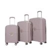 Hardshell Suitcase Double Spinner Wheels PP Luggage Sets Lightweight Durable Suitcase with TSA Lock,3-Piece Set (20/24/28) , Griege - as Pic