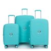 Expandable Hardshell Suitcase Double Spinner Wheels PP Luggage Sets Lightweight Durable Suitcase with TSA Lock,3-Piece Set (20/24/28) , Lake Blue - as