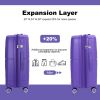 Expandable Hardshell Suitcase Double Spinner Wheels PP Luggage Sets Lightweight Durable Suitcase with TSA Lock,3-Piece Set (20/24/28) , Purple - as Pi