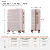 Premium ABS Travel Luggage Set , 3-Piece TSA Lock Suitcase Ensemble with 20, 24, and 28 Inch Sizes with 360Â° Spinner Wheels, light grey and golden -