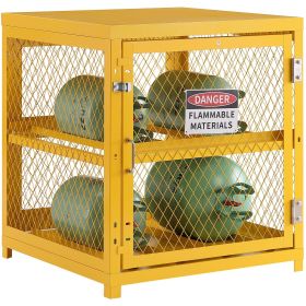 VEVOR Horizontal Cylinder Storage Cabinet, 4 x 33 lbs Cylinder Capacity, 31.02x30.04x35 inch Propane Storage Cage, Gas Cylinder Cabinet, Yellow Powder