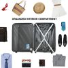 3 Piece Luggage Sets ABS Lightweight Suitcase with Two Hooks, Spinner Wheels, TSA Lock, (20/24/28) Gray - as Pic