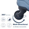 3 Piece Luggage Sets ABS Lightweight Suitcase with Two Hooks, Spinner Wheels, TSA Lock, (20/24/28) Blue - as Pic