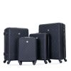 luggage 4-piece ABS lightweight suitcase with rotating wheels, 24 inch and 28 inch with TSA lock, (16/20/24/28) BLACK - as Pic