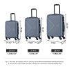 3 Piece Luggage Sets ABS Lightweight Suitcase with Two Hooks, Spinner Wheels, TSA Lock, (20/24/28) Gray - as Pic