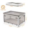 Foldable Storage Bins with Lid 4 Doors Collapsible Stackable Closet Organizer Containers with Lock 4Pcs Wheels - White - L