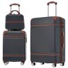 Hardshell Luggage Sets 3 Pieces 20"+28" Luggages and Cosmetic Case Spinner Suitcase with TSA Lock Lightweight,Black - as Pic