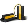 Heavy Duty Rubber Wheel Chocks Tire Chocks Wheel Immobilizers with Nylon Rope Yellow Reflective Stripes for RVs Trucks Trailers Small Airplanes - blac