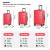 Luggage Sets ABS+PC Hardshell 3pcs Clearance Luggage Hardside Lightweight Durable Suitcase sets Spinner Wheels Suitcase with TSA Lock (20/24/28),Red -