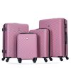 luggage 4-piece ABS lightweight suitcase with rotating wheels, 24 inch and 28 inch with TSA lock, (16/20/24/28) PINK - as Pic