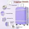 Hardshell Luggage Sets with Bags Lightweight Suitcase Double Spinner Wheels with TSA Lock ,Single Vintage Luggage 28 IN,Purple - as Pic