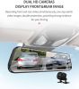 2K QHD Mirror Dash Cam with 64G SD Card Waterproof Backup Rear View Mirror Camera Front and Rear Dual Driving Recorder for Car - Black