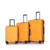 3 Piece Luggage Sets ABS Lightweight Suitcase with Two Hooks, Spinner Wheels, TSA Lock, (20/24/28) ORANGE - as Pic
