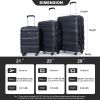 Expandable 3 Piece Luggage Sets PC Lightweight & Durable Suitcase with Two Hooks, Spinner Wheels, TSA Lock, (21/25/29) Black - as Pic