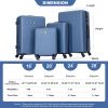 luggage 4-piece ABS lightweight suitcase with rotating wheels, 24 inch and 28 inch with TSA lock, (16/20/24/28) BLUE - as Pic