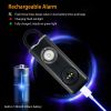 Rechargeable Personal Safety Alarm Portable 130dB Self-defense Siren with Strobe Light LED Light Carabiner - Black