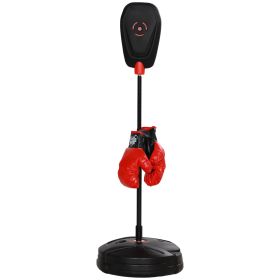 Qaba Kids Punching Bag with Stand & Boxing Gloves for Boys & Girls Ages 5-10, Black - Black