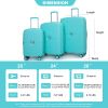 Expandable Hardshell Suitcase Double Spinner Wheels PP Luggage Sets Lightweight Durable Suitcase with TSA Lock,3-Piece Set (20/24/28) , Lake Blue - as