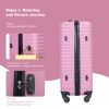 3 Piece Luggage Sets ABS Lightweight Suitcase with Two Hooks, Spinner Wheels, TSA Lock, (20/24/28) PINK - as Pic